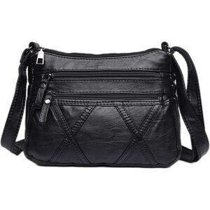 Women's Black Waterproof Messenger Casual Pu Leather Ladies Purse Shoulder Bag
